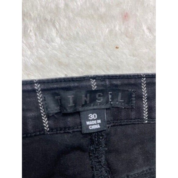 Tinsel Size 30 Womens Jeans High Rise Ankle Black Stripe Stretch - Picture 2 of 3